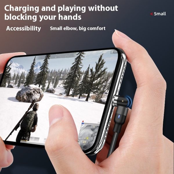Flat Elbow Magnetic Suction Fast Charge 540 Degrees Three-in-one Data Cable - Image 3