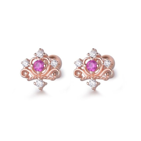 Vintage Crown Hollow Screw Stud Earrings - Image 2