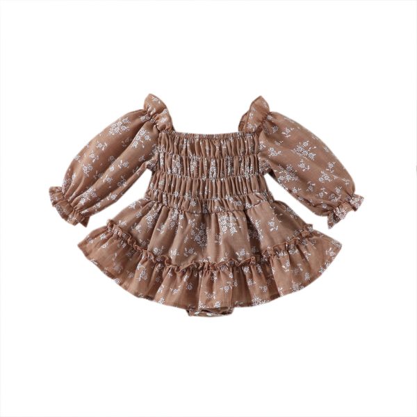 Girls' Floral Smocking Off-the-shoulder Dress Romper - Image 5