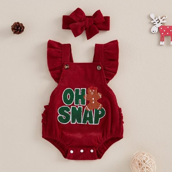 New Baby Girl Christmas Clothes Embroidered Pleated Sleeveless Lantern Velvet Jumpsuit