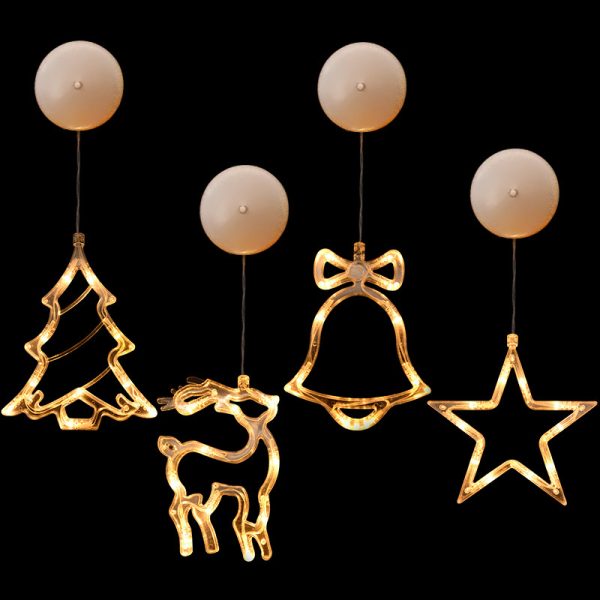 Christmas LED Suction Cup Chandelier Santa Claus Elk Snowman Lights Holiday Party Window Decor Lamps Battery Powered - Image 4