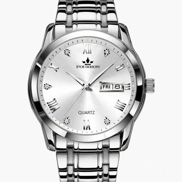 New Luminous Double Calendar Quartz Stainless Steel Waterproof Men's Watch With Watch - Image 9