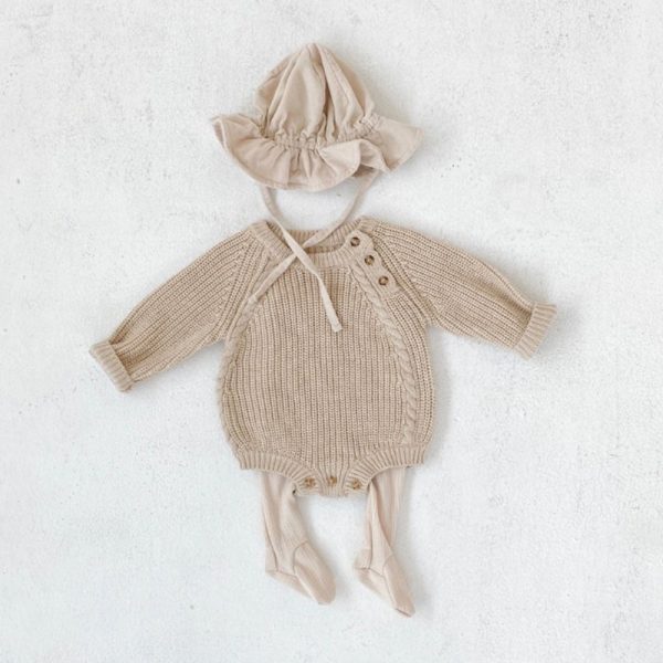 Infants Baby Solid Color Knitted Romper Loose Pullover Long Sleeve Triangle - Image 6