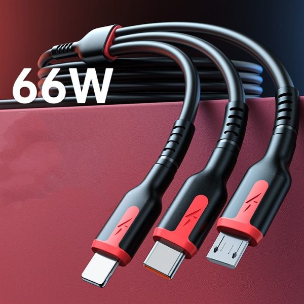 Fast Charge Data Cable One Drag Three 66W Braided USB - Image 9