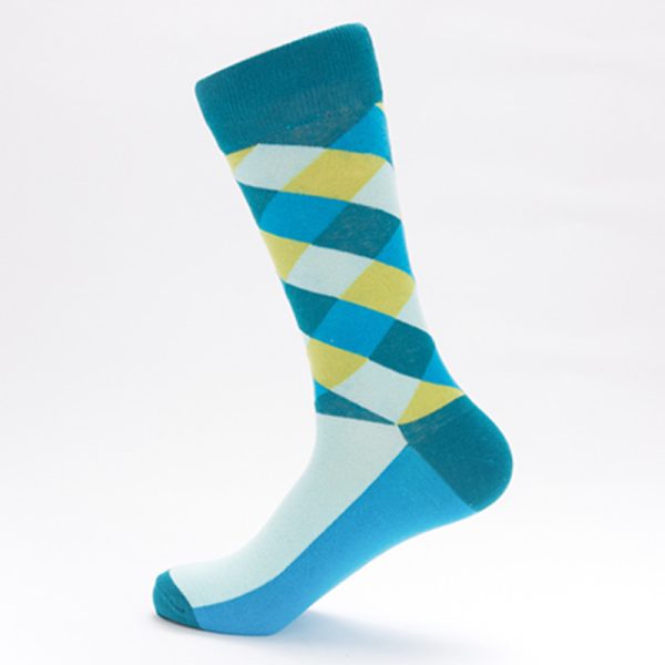 Color Diamond Lattice Men's Mid-calf Length Sock - Image 7