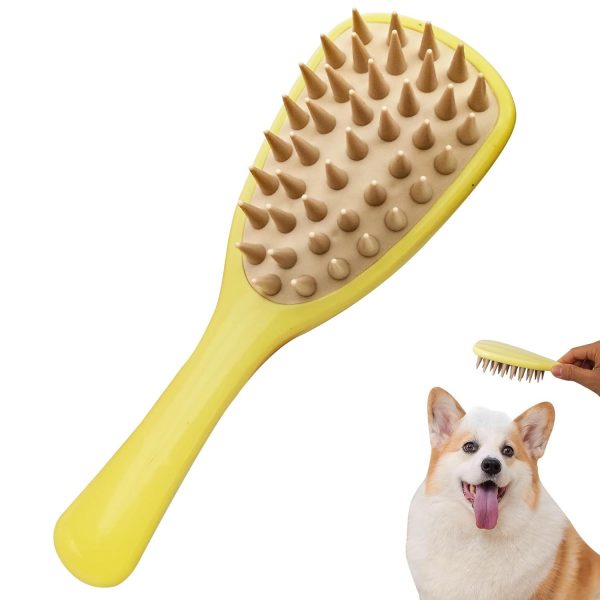 Pet Silicone Shampoo Brush For Long Short Hair Dogs Cats Washing Dog Washing Brush With Handle For Bathing Massaging, Hair Removal On Wet Or Dry Hai