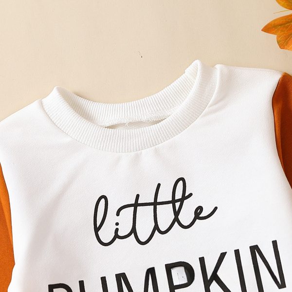 Infant Halloween Pumpkin Letter Color Matching Long-sleeved Triangle Romper - Image 3