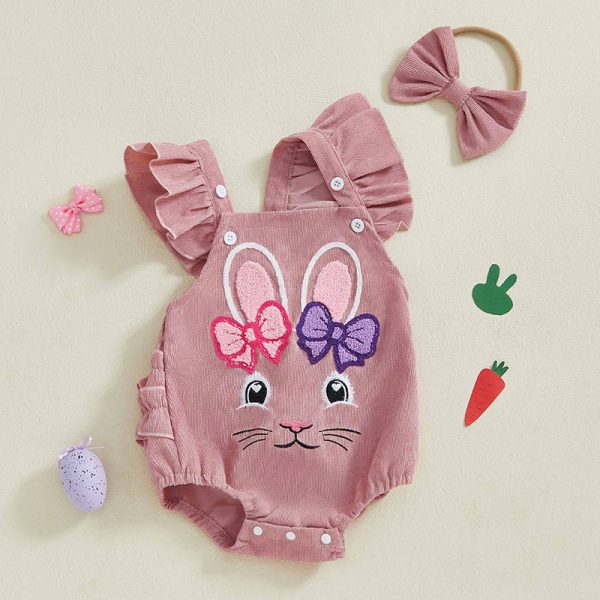 Baby Corduroy Cute Rabbit Strap Two-piece Set - Image 3