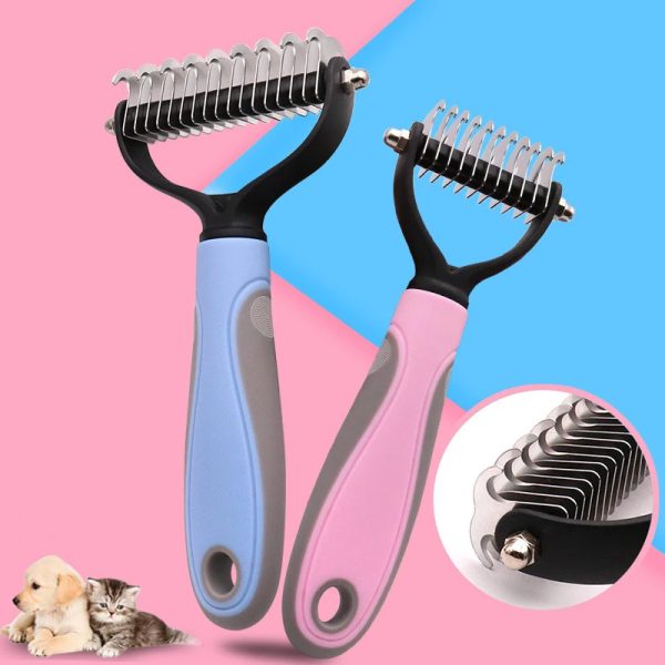 Pets Fur Knot Cutter Dog Grooming Shedding Tools Pet Cat Hair Removal Double-sided Comb Brush