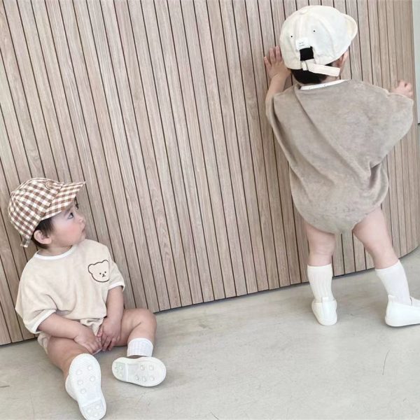 Infant Colorblock Short Sleeve Loose Casual Short Sleeve Romper - Image 3