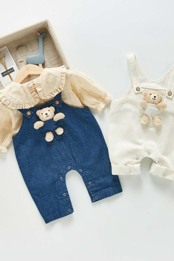 Men's And Women's Denim Long Sleeved Suspenders Baby Pants - Image 4