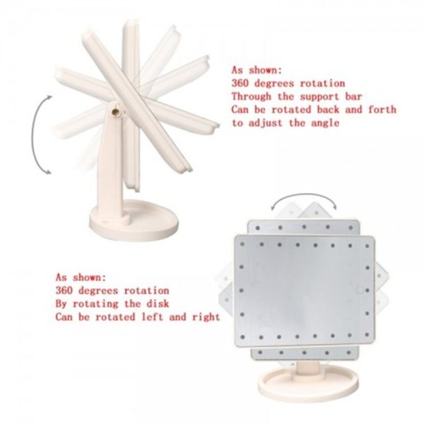 Portable 360 Degree Rotation Touch Induction Tabletop Cosmetic Mirror - Image 2