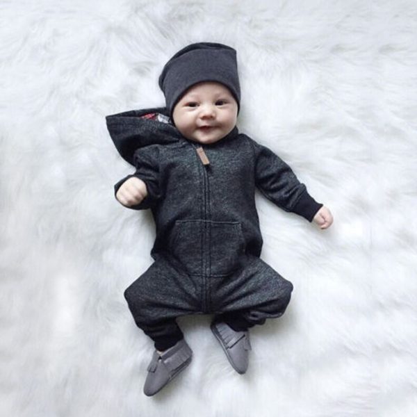 The New Boys' Long-Sleeved Hooded Jumpsuit