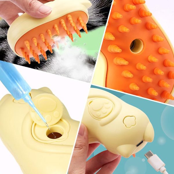 Cat Steamy Brush 3 In1 Spray Cat Brush, Self Cleaning Steam Cat Brush Spray Comb For Removing Tangled And Loose Hair Pet Hair Cleaning Brush Comb For Cats Dogs - Image 5