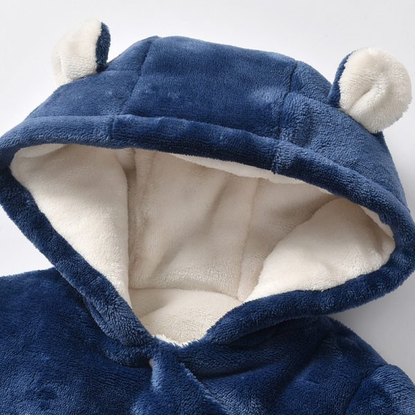 Bear embroidered hooded romper - Image 4