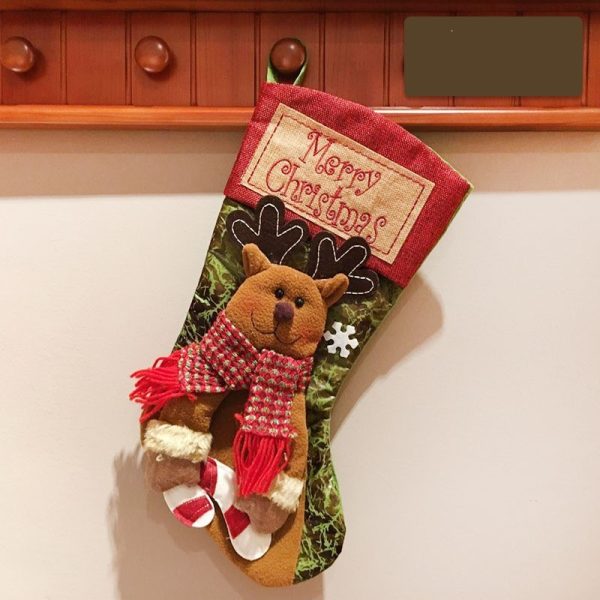 Christmas Stocking Socks Snowman Santa Elk Xmas Fireplace Xmas Tree Ornaments New Year Candy Bag Gift Christmas Decor - Image 7