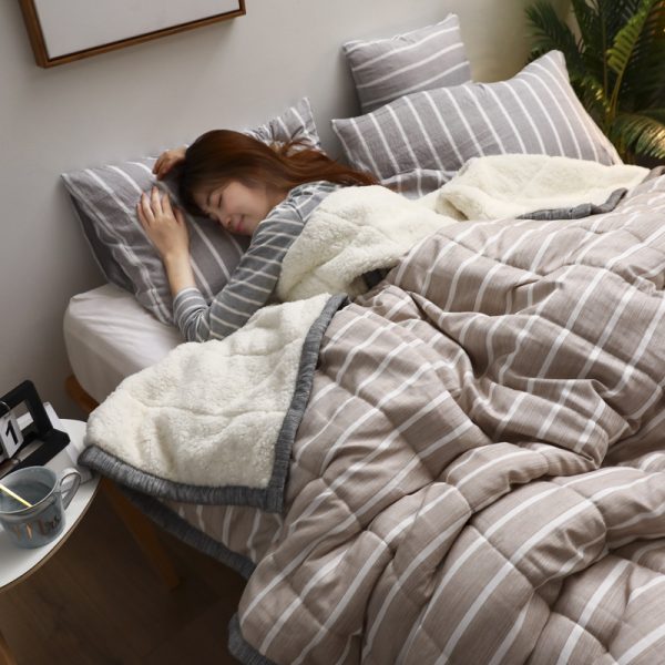 Fleece Blankets And Throws Thick Warm Winter Blankets Home Super Soft Duvet Luxury Solid Blankets On Twin Bedding - Image 2