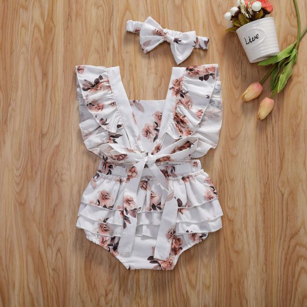 Girls' one-piece floral triangle romper romper - Image 2