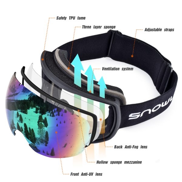 New double-layer anti-fog ski goggles, mountaineering ski goggles, men's and women's snow glasses card myopia - Image 4