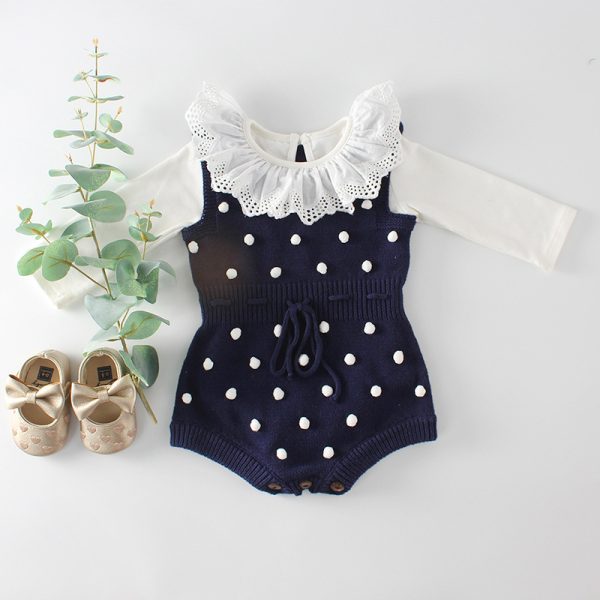 Handmade wool ball baby knitted woolen jumpsuit for babies - Image 2