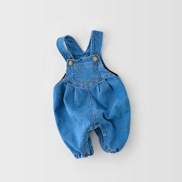 Men's And Women's Baby Soft Stretch And Velvet Thick Denim Overalls - Image 3