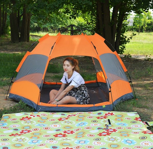 Automatic Hexagonal Tent Multi-Person Double-Layer Outdoor Camping Rain Tent - Image 9