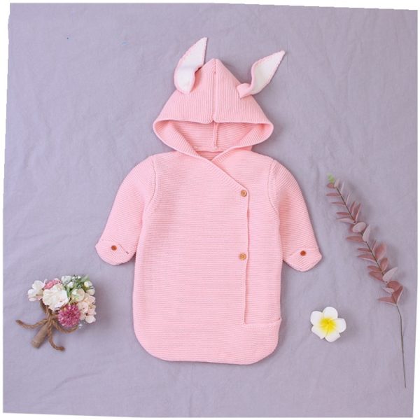 Baby Knitting Rabbit Sleeping Bags Hold Blanket - Image 3