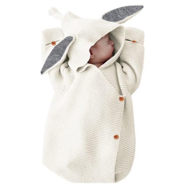 Baby Knitting Rabbit Sleeping Bags Hold Blanket - Image 5