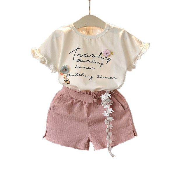 Girls Short Sleeve T-shirt Shorts Two-piece Suit - Image 5