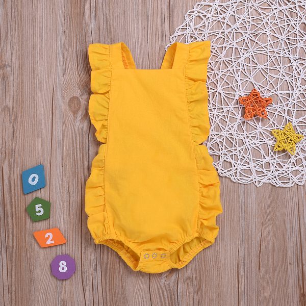 Children's Clothing Solid Color One Piece Triangle Romper - Image 5