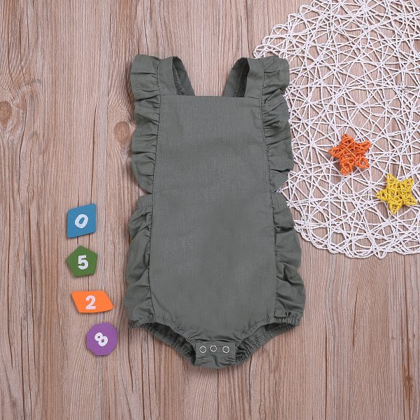 Children's Clothing Solid Color One Piece Triangle Romper - Image 3