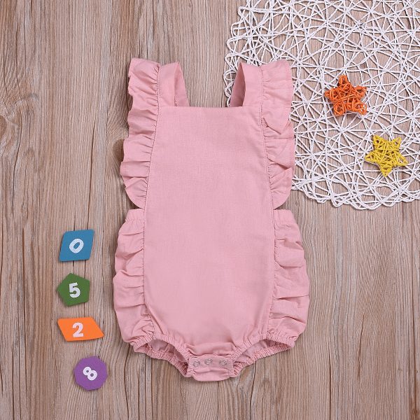 Children's Clothing Solid Color One Piece Triangle Romper - Image 4