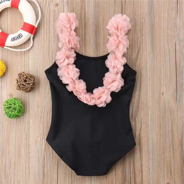 INS Hot Style Children's Sleeveless Summer Stitching Sling Lace Backless Swimsuit - Image 2