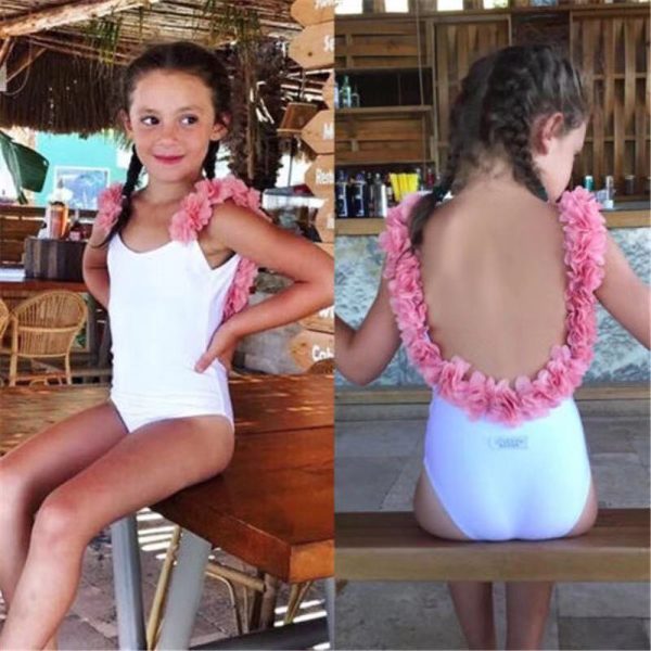 INS Hot Style Children's Sleeveless Summer Stitching Sling Lace Backless Swimsuit - Image 5