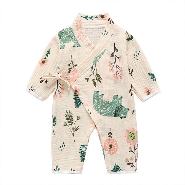 Baby Spring and Autumn Long Sleeve One-piece Printed Monk Clothes - Image 3