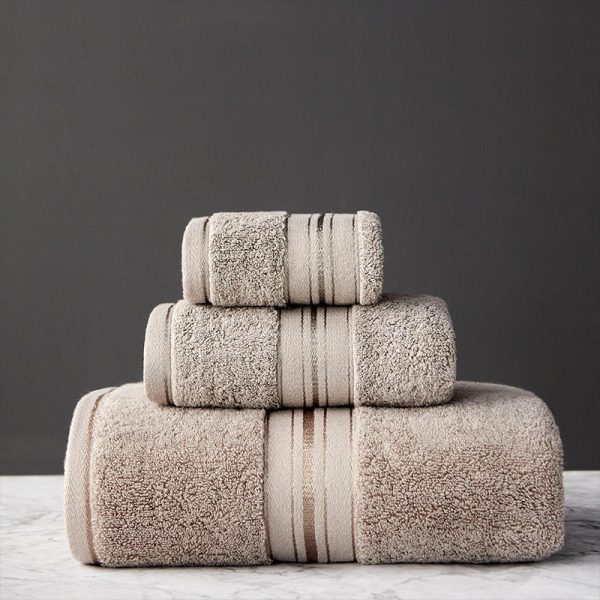 Pure Color Thick Cotton Bath Towel Set Towel Set Increased Pure Cotton Beach Towel Beauty Salon Bath Towel - Image 5