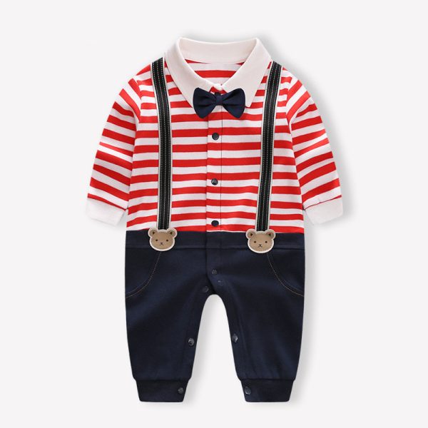 Baby Bodysuit Spring And Autumn Baby Hatsuit Climbing Suit Long Sleeve Newborn Gentleman'S Clothing - Image 2