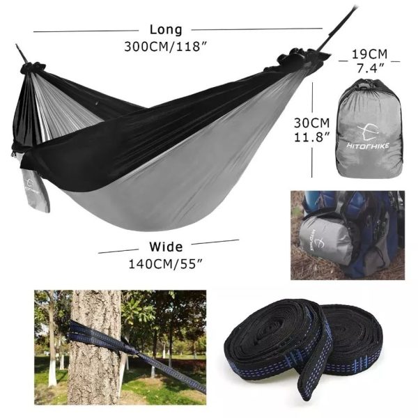 Backpacking Hammock - Portable Nylon Parachute Outdoor Double Hammock - Image 7