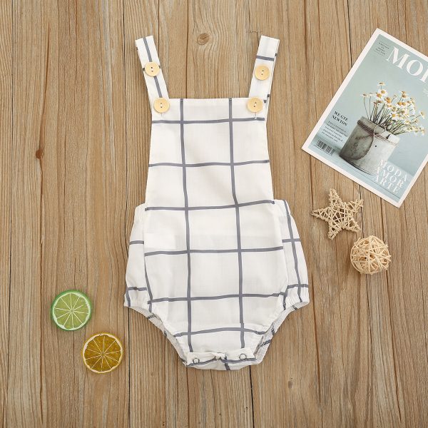 Summer Baby Childrens Leisure Dark Button Summer Sleeveless White Triangle Climbing Female One-Piece Suit