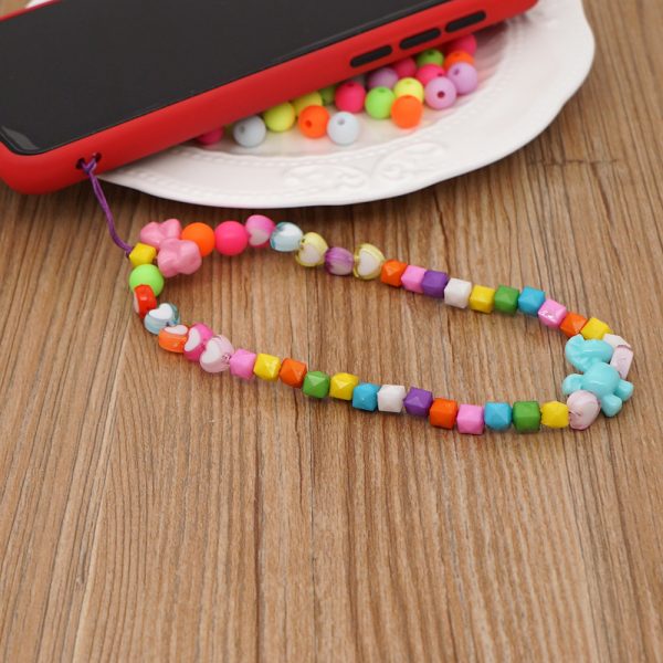 Mobile Phone Chain Candy Color Love Acrylic Beads Short Mobile Phone Lanyard Women - Image 3