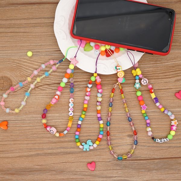 Mobile Phone Chain Candy Color Love Acrylic Beads Short Mobile Phone Lanyard Women - Image 5