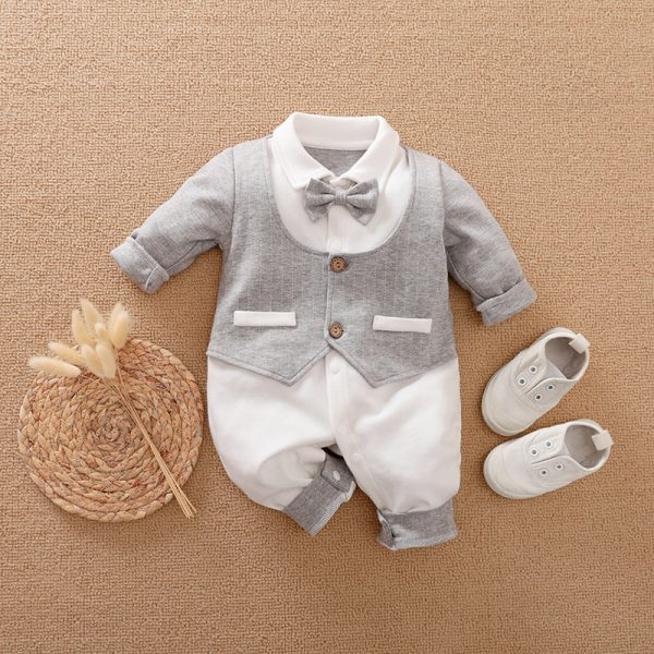 Baby Jumpsuit Spring And Autumn Models Foreign Trade Gentleman Baby Clothes Long-Sleeved Baby Clothes Baby Clothes - Image 2