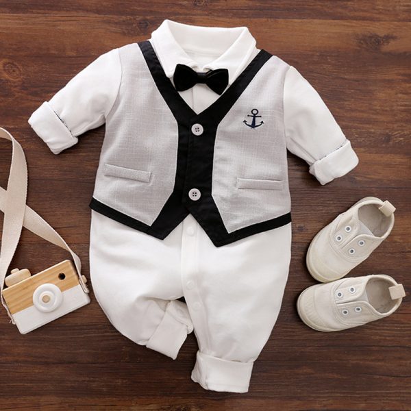 Baby Jumpsuit Spring And Autumn Models Foreign Trade Gentleman Baby Clothes Long-Sleeved Baby Clothes Baby Clothes - Image 4