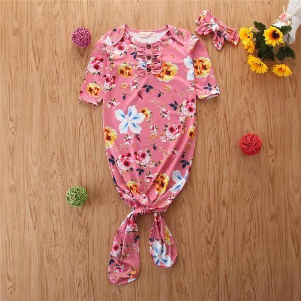 Ins Baby Floral Sleeping Bag Spring And Autumn Long-Sleeved Baby Anti-Kick Quilt  Headdress - Image 2