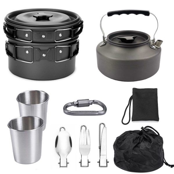 Outdoor Portable Cookware Mess Kit Camping Hiking Picnic - Image 5