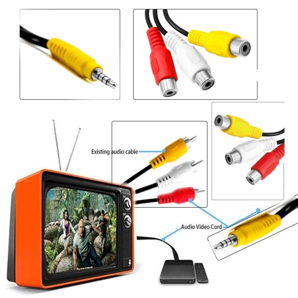 3.5Mm Female To Rca Yellow-White-Red Video Cable, 18Mm Extension Head 3.5 One-Point Three Av Cable Female Lotus Audio Cable - Image 2