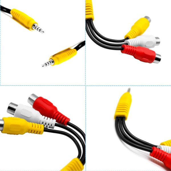 3.5Mm Female To Rca Yellow-White-Red Video Cable, 18Mm Extension Head 3.5 One-Point Three Av Cable Female Lotus Audio Cable - Image 4