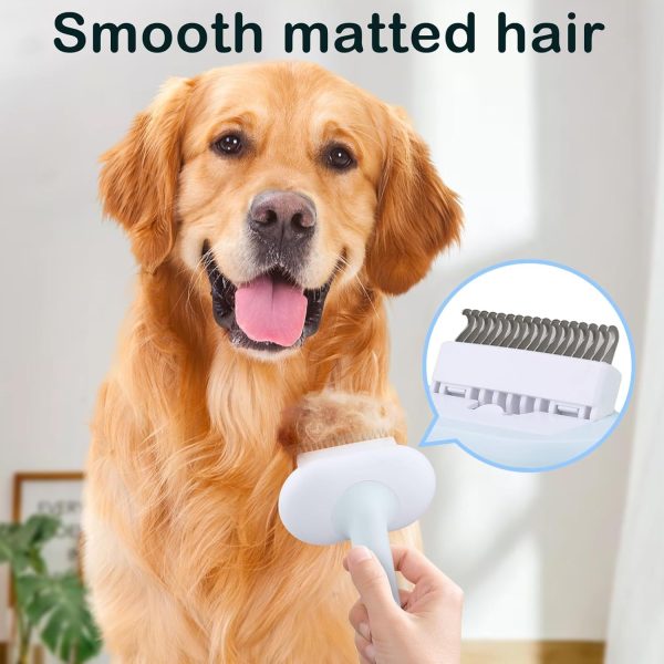 Cat Dog Brush 5 In 1 Pet Grooming Supplies Kit Slicker Brush For Shedding Dematting Undercoat Rake Self Cleaning Comb For Indoor Cats Pet Hair Brushes Multifunction Set - Image 6
