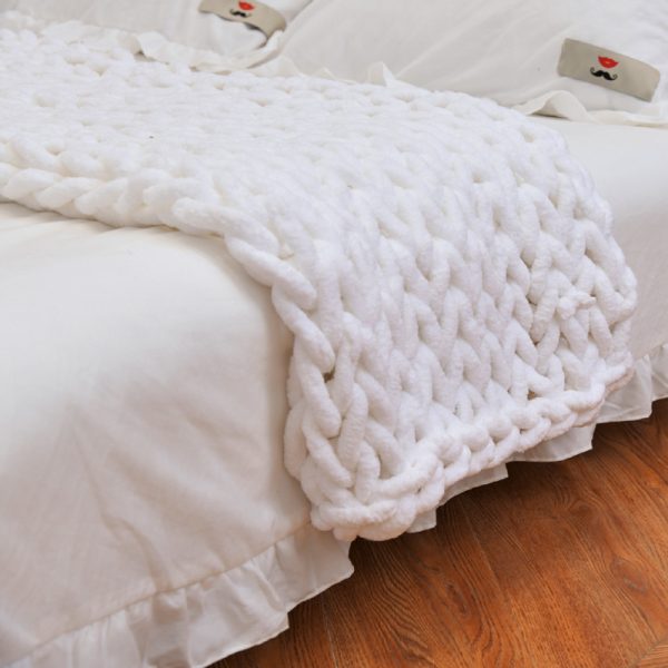Handmade Coarse Yarn Knitted Chenille Rod Knitted Yarn Sofa Cover Blanket - Image 4