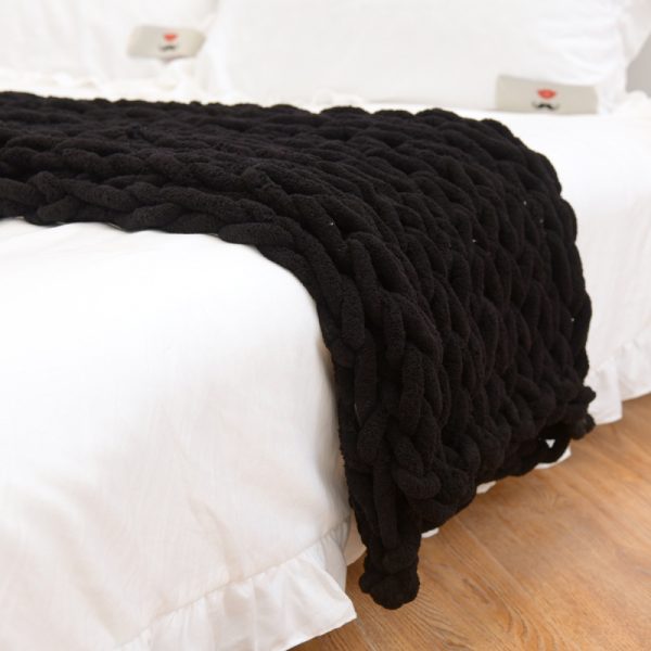 Handmade Coarse Yarn Knitted Chenille Rod Knitted Yarn Sofa Cover Blanket - Image 2